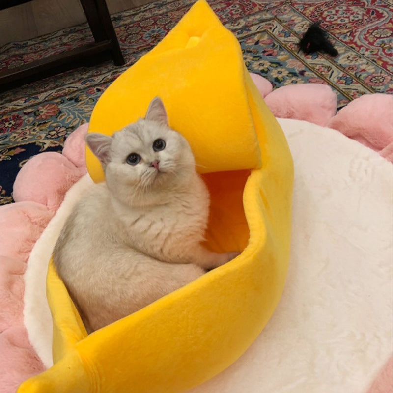 Banana Bed - Cama de Gato e Cachorro Estilo Banana